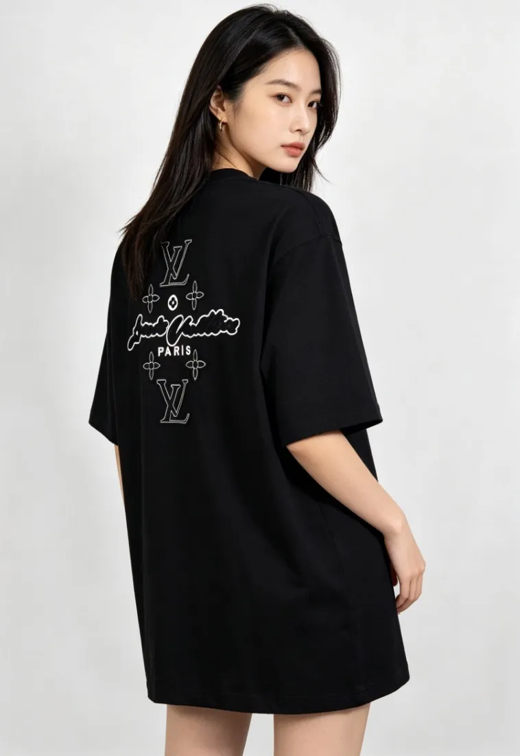 Louis Vuitton/Louis Vuitton heavy duty frayed embroidered patch embroidered short sleeves